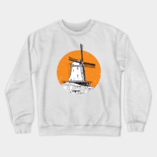 Windmill in orange circle Crewneck Sweatshirt